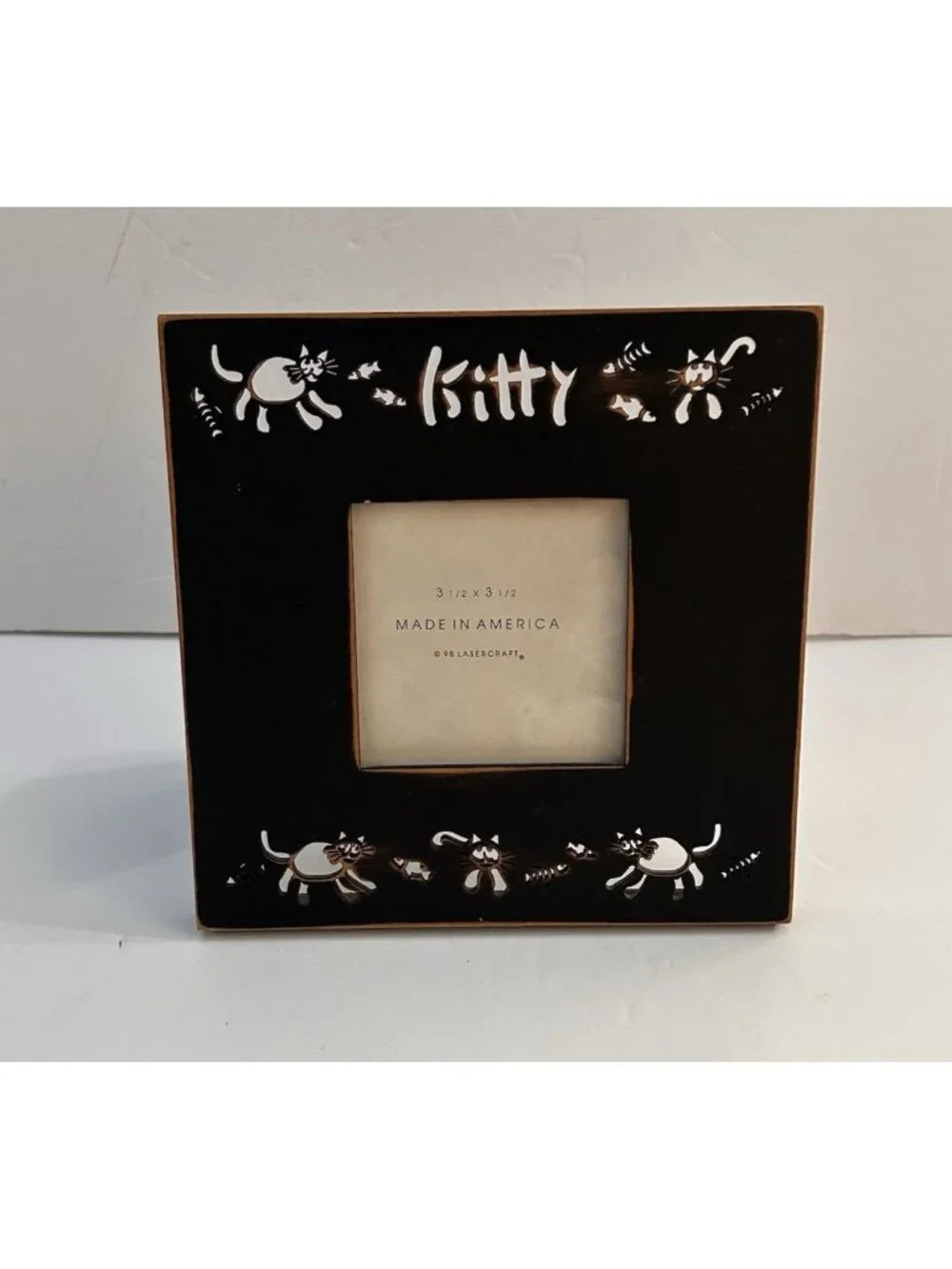 Lasercraft Kitty Cat Wooden Picture Frame Tabletop Hanging Black 7